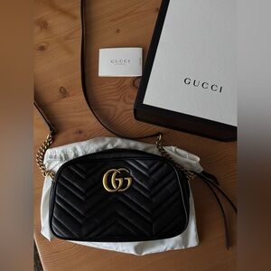 Gucci Black and Gold Shoulder Bag